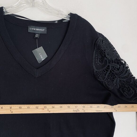 Lane Bryant Pullover Sweater 14/16 Black Lace Applique V Neck Fairy Whimsigoth - Picture 9 of 10